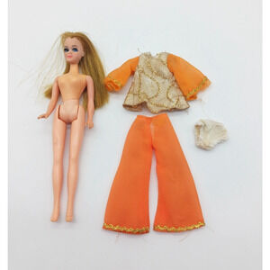 Vintage Topper Dawn #718 Tangerama Tunic Outfit W/ Blonde Doll Orange